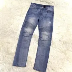 バイカー デニムパンツ(M相当)子供 14Y ストレッチ ブルー ストリート