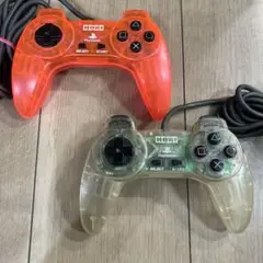 PS1 PS2 HORI コントローラー クリア　クリアオレンジ　2個セット
