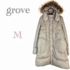 グローブ♡grove【M】ダウンジャケット リアルファー 袖リブ 防寒 定番