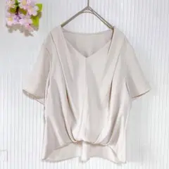 美品★日本製 【クードシャンス】 シフォン タック ブルウス シャツ (M)