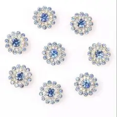 青色の花形デコレーションパーツ 10個