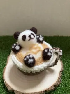 ハンドメイド☆カフェラテパンダさん☆羊毛フェルト☆