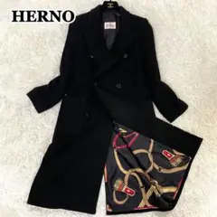 美品✨最高級 HERNO ヘルノ カシミヤ ダブルロングコート 黒