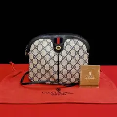 未使用保管品 オールドグッチ ネイビー シェリーライン ミニ ショルダーバッグ