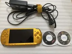 PSP-3000 イエロー 本体 + UMDソフト2本