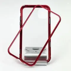 【残り1点】　iPhone11 レッド 赤 耐衝撃 バンパーケース クリア 透明