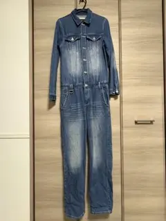 デニムブルー 長袖オーバーオール