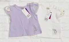 【再値下げ】プリンセス花柄バルーン袖付きTシャツ80オシャレ２点セット