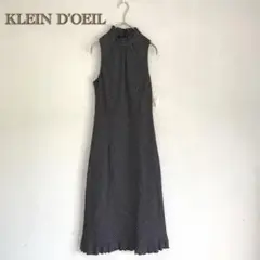ハイネック　ノースリーブ　ロングワンピース ドレス　ドット【38】フリル　夏