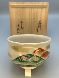 嘉祥窯　森岡嘉祥 作 抹茶茶碗 陶芸家 森岡嘉祥 蛍袋絵 茶碗 抹茶碗 色絵 共箱 - メルカリ