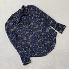 BANANA REPUBLIC ブラウス 長袖 ネイビー 花柄 おしゃれ S