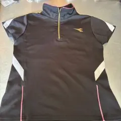 DIADORA 黒 ジッパー付きポロシャツMサイズ
