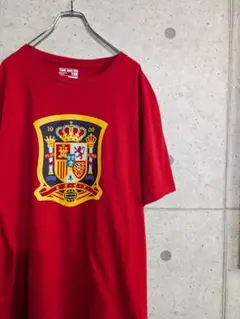 adidas スペイン代表　国旗エンブレム Tシャツ　赤　XL