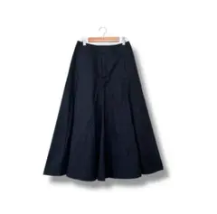 ユニクロU コットンツイルフレアスカート 61cm(S) ブラック UNIQLO
