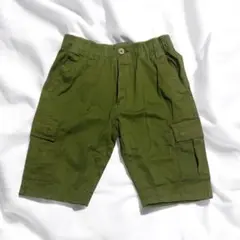 男女兼用ハーフカーゴパンツサイズMカーキ色 ストレッチ素材　新品未使用品