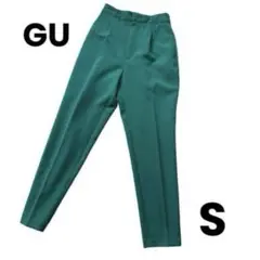 GU ジーユー ストレッチ テーパードパンツ レディース S グリーン