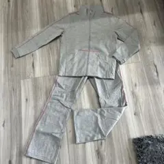 グレー サウナスーツ ジップアップ 上下セットダイエットスーツ