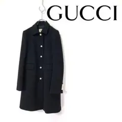 GUCCI グッチ フェイクパール GGボタン メルトン ウール コート