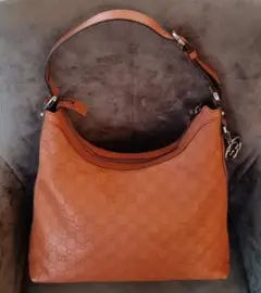 美品 GUCCI グッチ GG シマ ホーボー レザー ワンショルダーバッグ