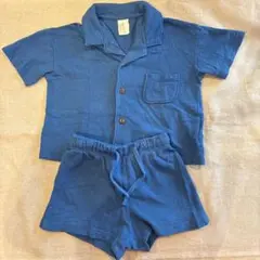 【美品】H&M エイチアンドエム　セットアップ 80/9M-12M 青 コットン