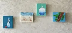 自然と海のアクリル画4点セット