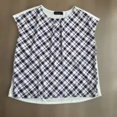 トップス　紫　チェック柄　LLサイズ