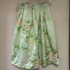 着物リメイクスカート きみどり花柄
