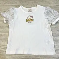 最終値下げ　la poche biscuit 花かご刺繍 Tシャツ 100