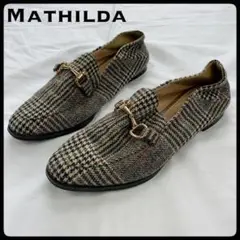 Mathilda マチルダ チェック柄 ローヒール ウール生地 かわいい