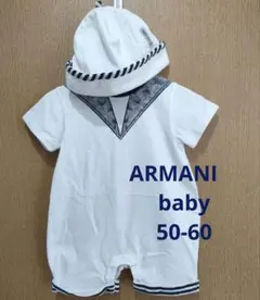 50-60 男の子　ARMANI baby セーラー襟ロンパース 新生児　半袖