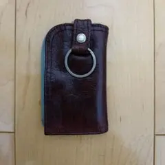 ユナイテッドアローズレザーキーケース （小銭入れ付き）ブラウン× 水色