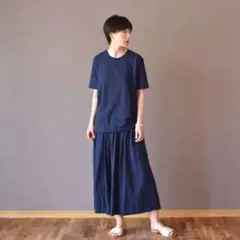 余白　yohaku 強撚アルティメイトピマ　Ｔシャツ　ネイビー
