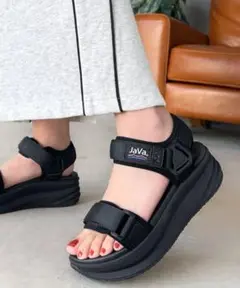 【美品★23.5cm】JAVA アウトドアサンダル ブラック