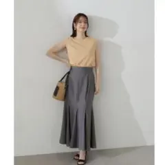 【新品タグ付き】N. 切替マーメイドスカート　Sサイズ　チャコール