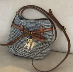 BN4394□ポロラルフローレン かごバッグ ラフィアバッグ 美品 ワンハンドル ポロ ラルフローレン POLO RALPH LAUREN ラフィア ショルダー