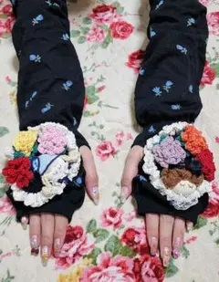 可愛い女の子＆レース編み薔薇付き紫外線防止アームカバー♡ポテチーノさえら