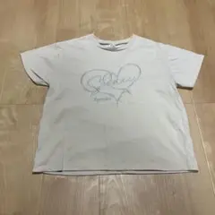 ピンクラテ ベージュ ハートプリント Tシャツ S/140