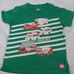 緊急車両デザイン Tシャツ 100cm 緑