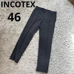 INCOTEX SLIM FITウールスラックス ダークグレー 46