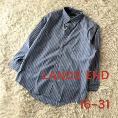 ♦︎クリーニング済美品　ランズエンド　ストライプシャツ青　緑
