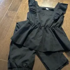 黒のペプラムトップスとパンツセット 9y