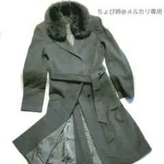 【美品】ANAYI カシミヤ100 フォックスファー襟 ベルト付き コート 38