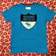 Abercrombie ＆Fitch 青 Tシャツ サイズ表参照　ロゴ刺繍