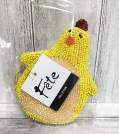 Fete　ビーズ小銭入れ　新品　未使用　タグ付き　ひよこ？にわとり？