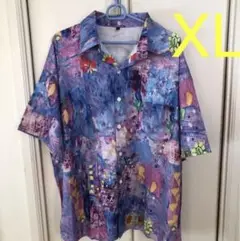 処分価格 花柄 半袖シャツ XL
