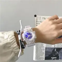 ホワイト★ビックフェイス スポーツウォッチ●ファッション ラバー腕時計 耐水　白