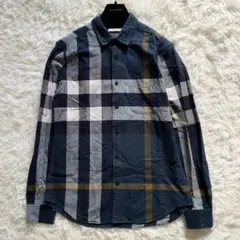 極美品　バーバリーブリット　シャツ　メガチェック　ネイビー　Mサイズ