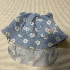 花柄　日除け付き　帽子 水色　ミキハウストレード　46