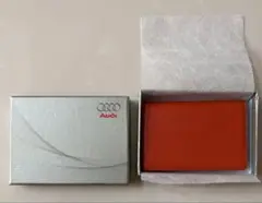 新品未使用難あり　Audi オレンジ レザー 名刺入れ 箱付き