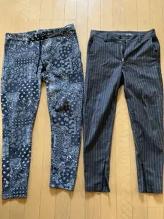 ベリンダ　ペイズリー　ストライプ　２本セット　スラックス　スキニー